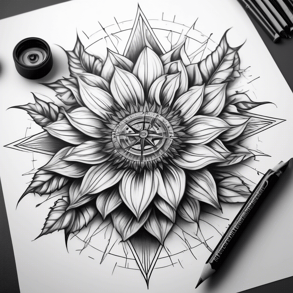 compass rose on a sunflower