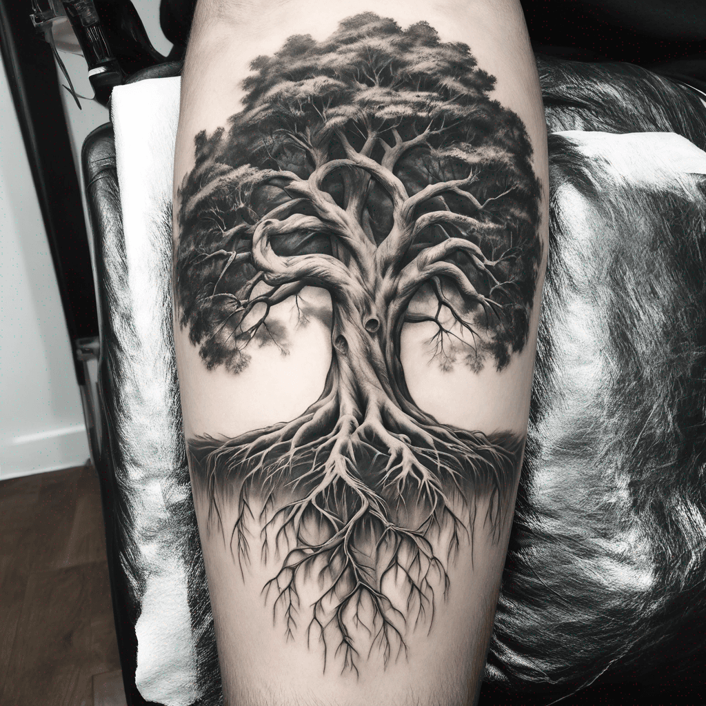 large tree with roots