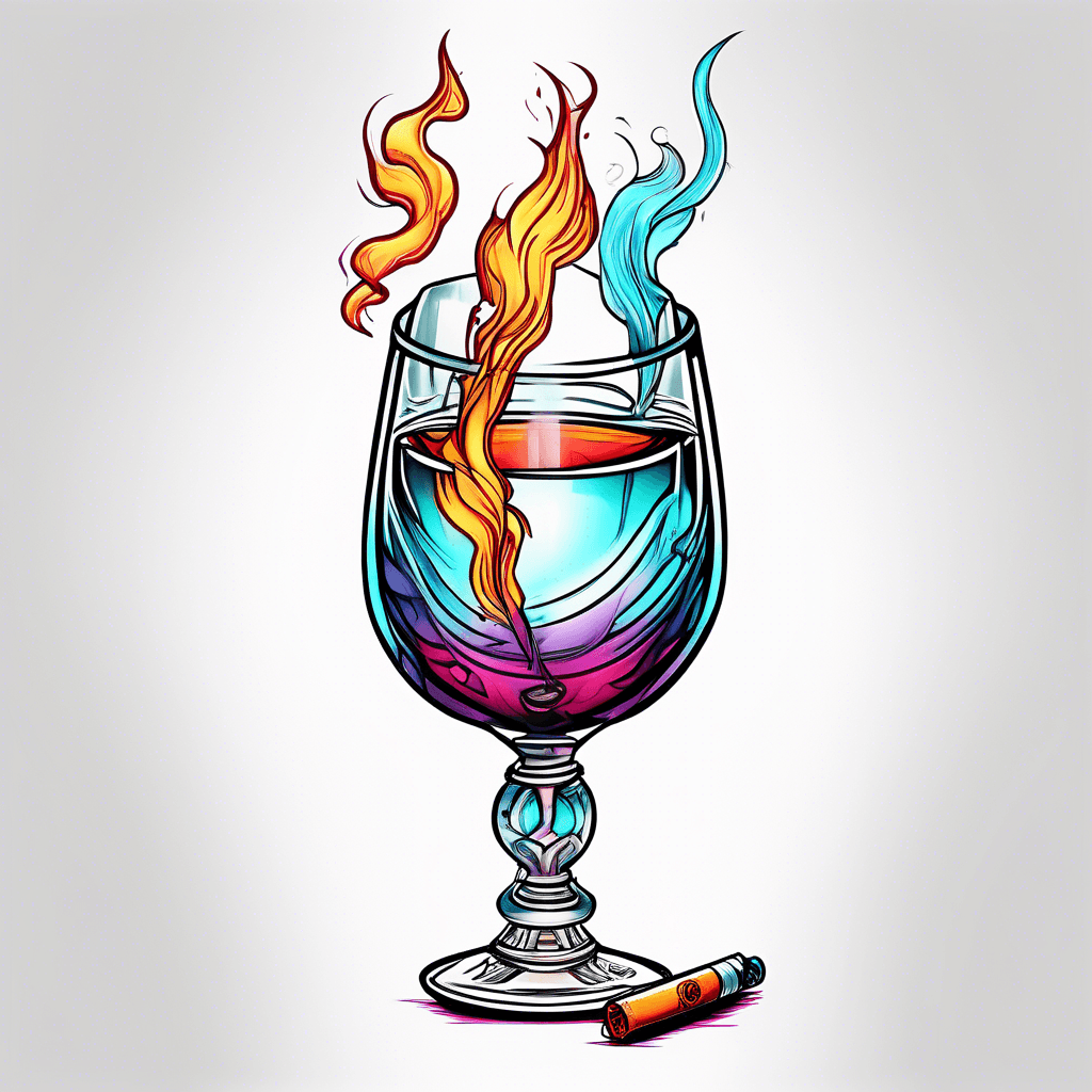 wine glass with a cigarette