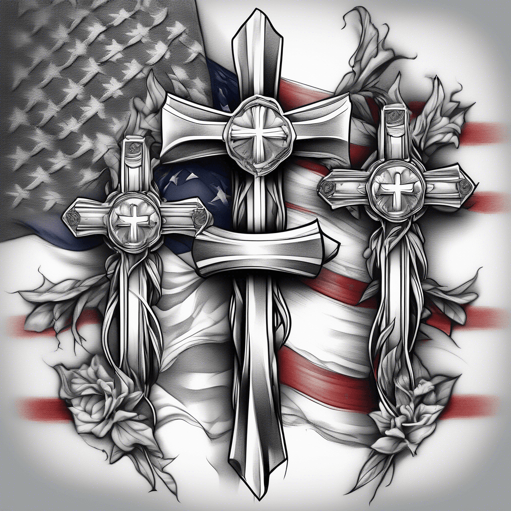 Three cross American flag