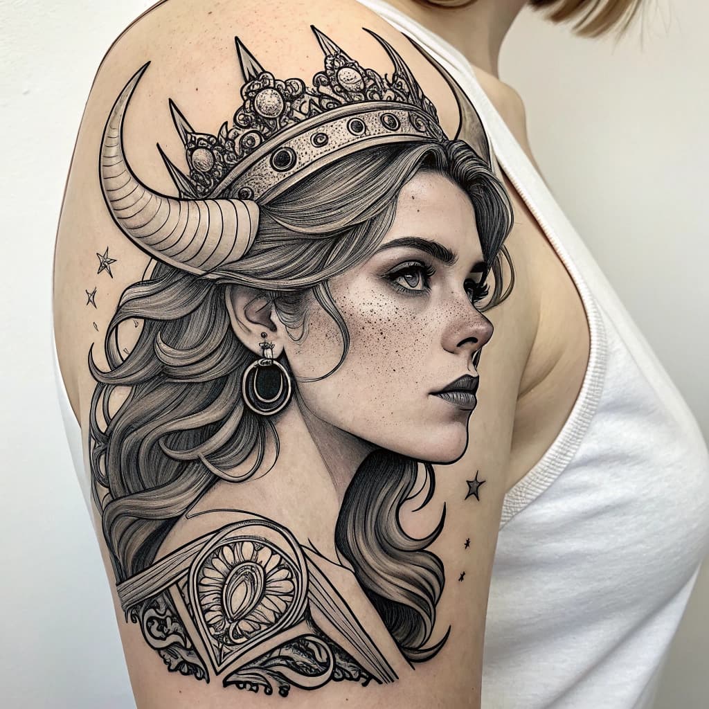 taurus woman portrait tiara