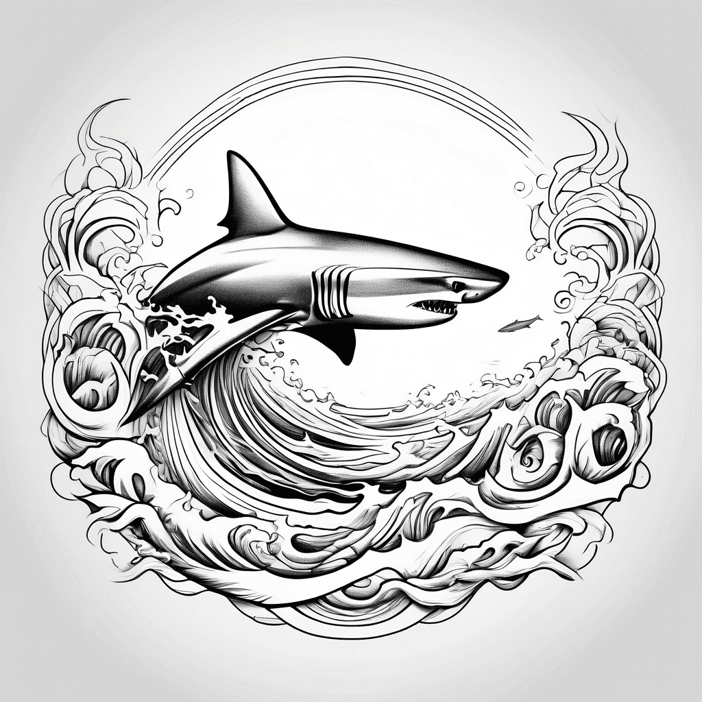 shark with waves around it