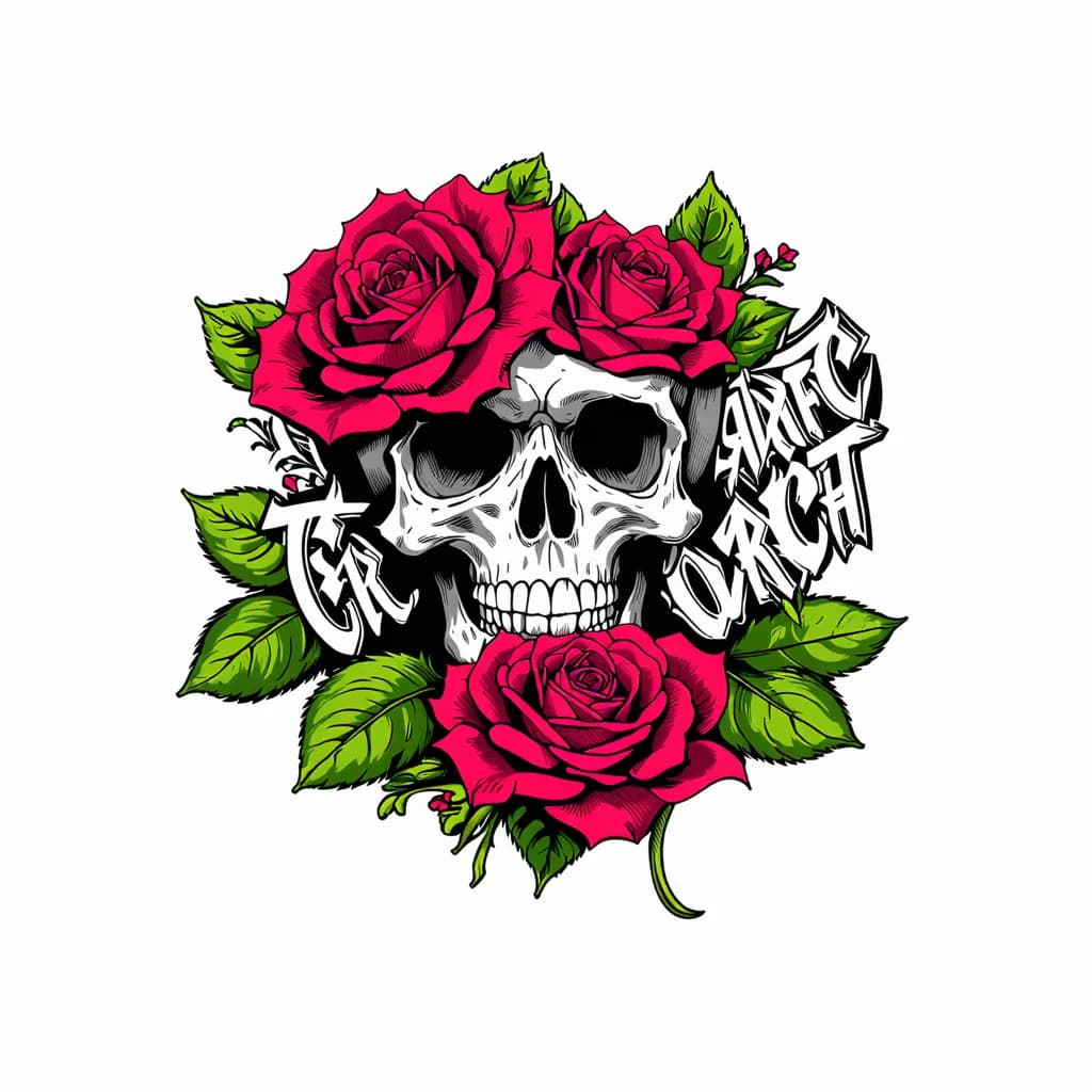  rose, skull