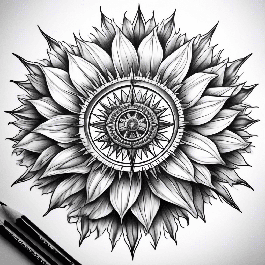 compass rose on a sunflower
