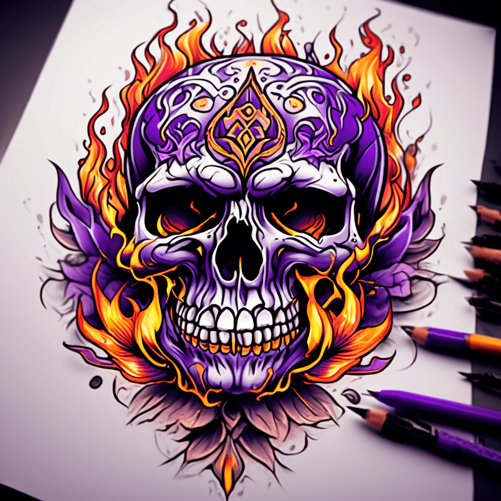 skull with purple fire