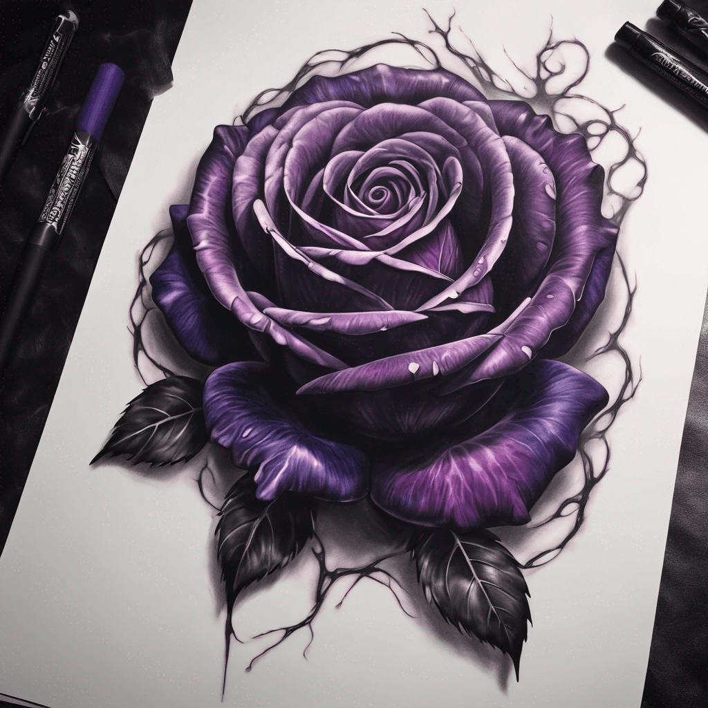 Black rose with purple heart