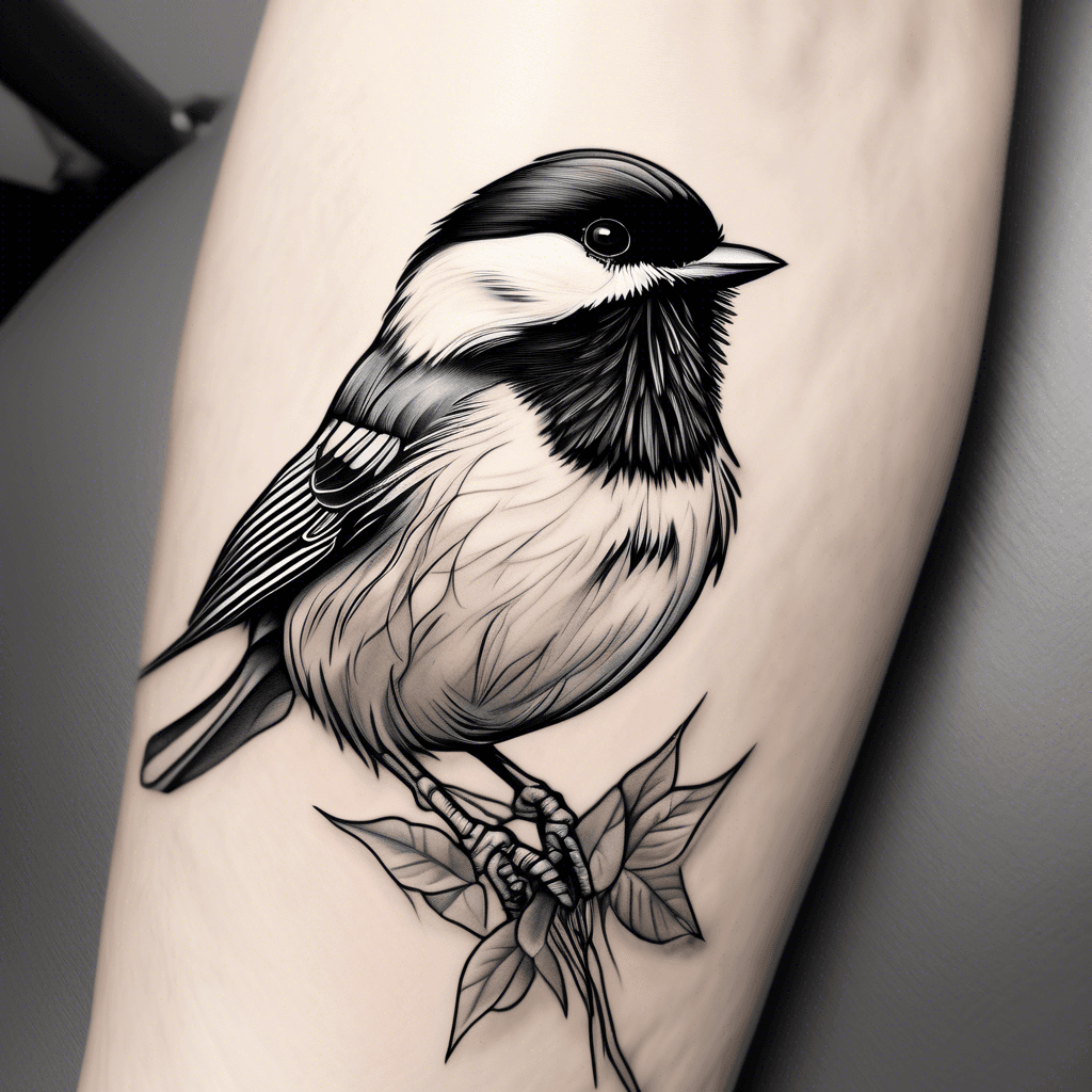 Chickadee on a sidewalk