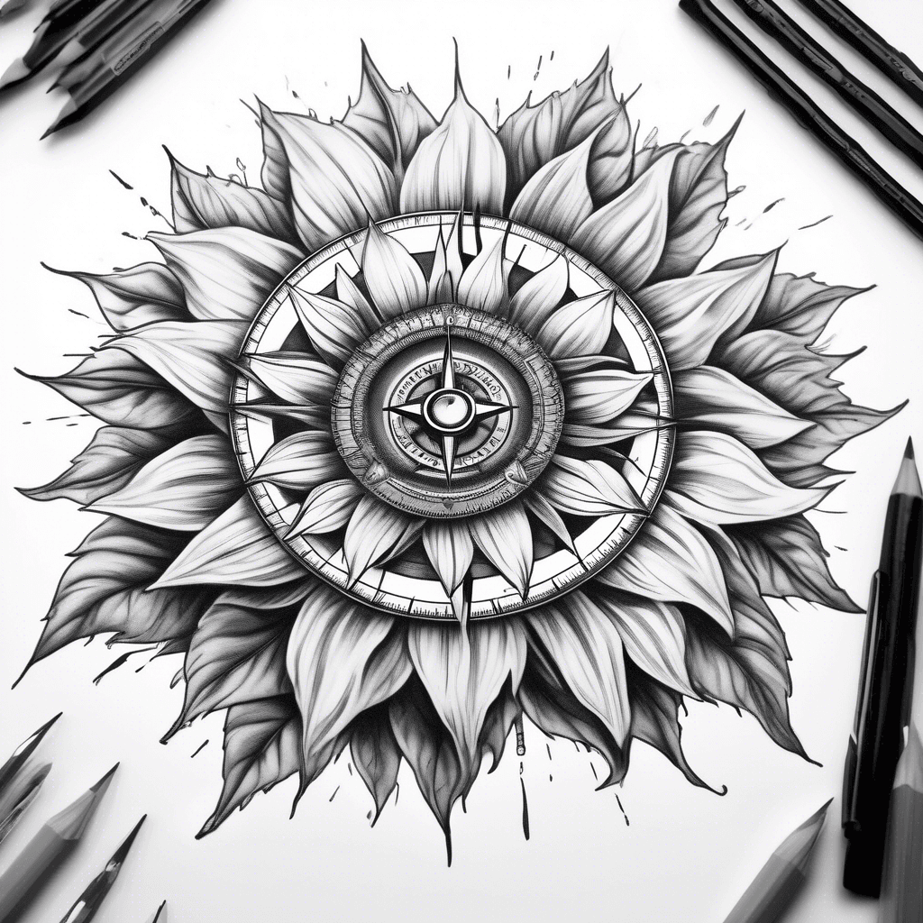 compass rose on a sunflower