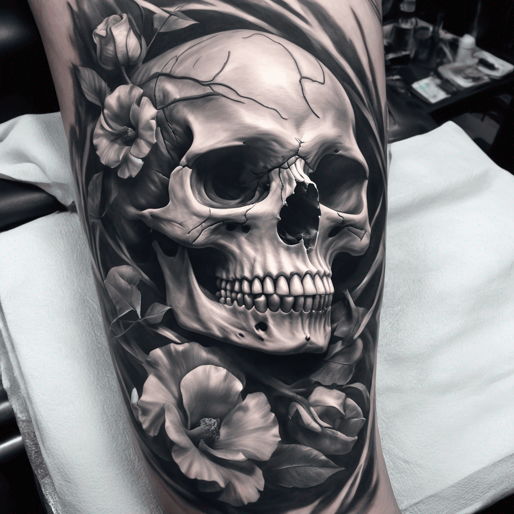 skull with fleshskin