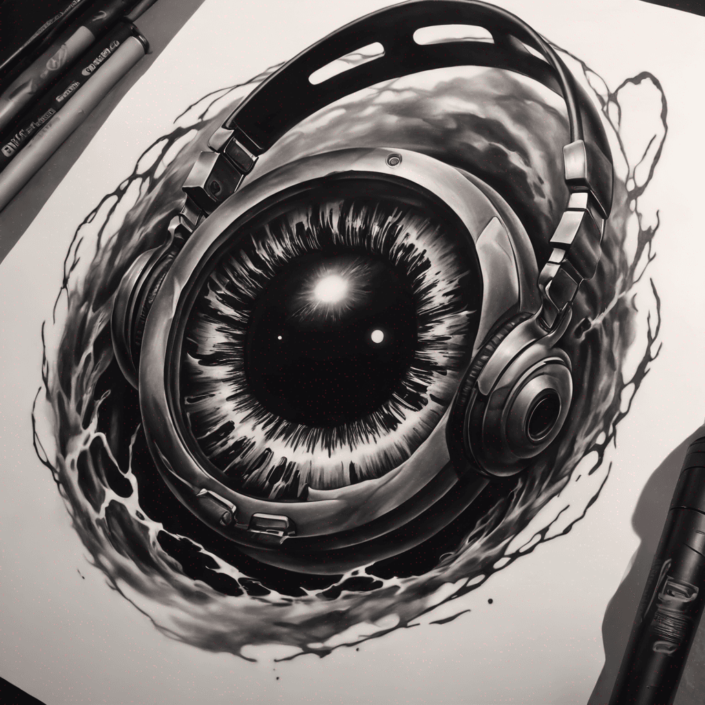a black hole with headsets