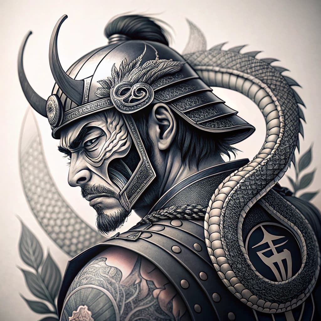 samurai mask with snake