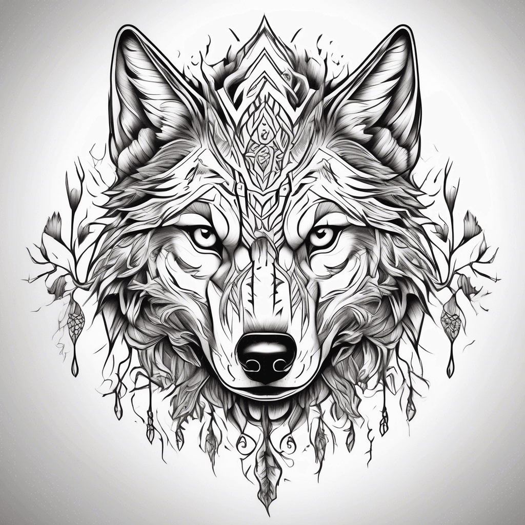 Shamanic,wolf,oak tree