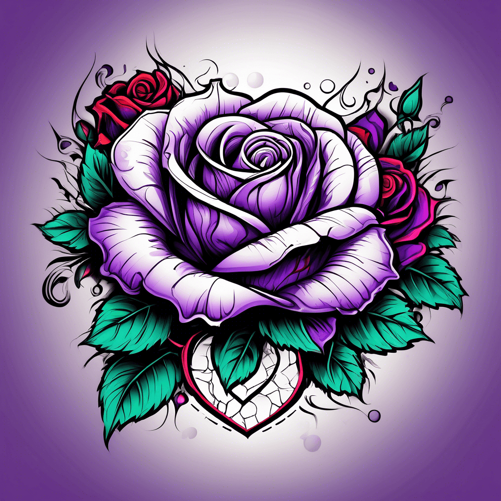 Purple rose and heart 