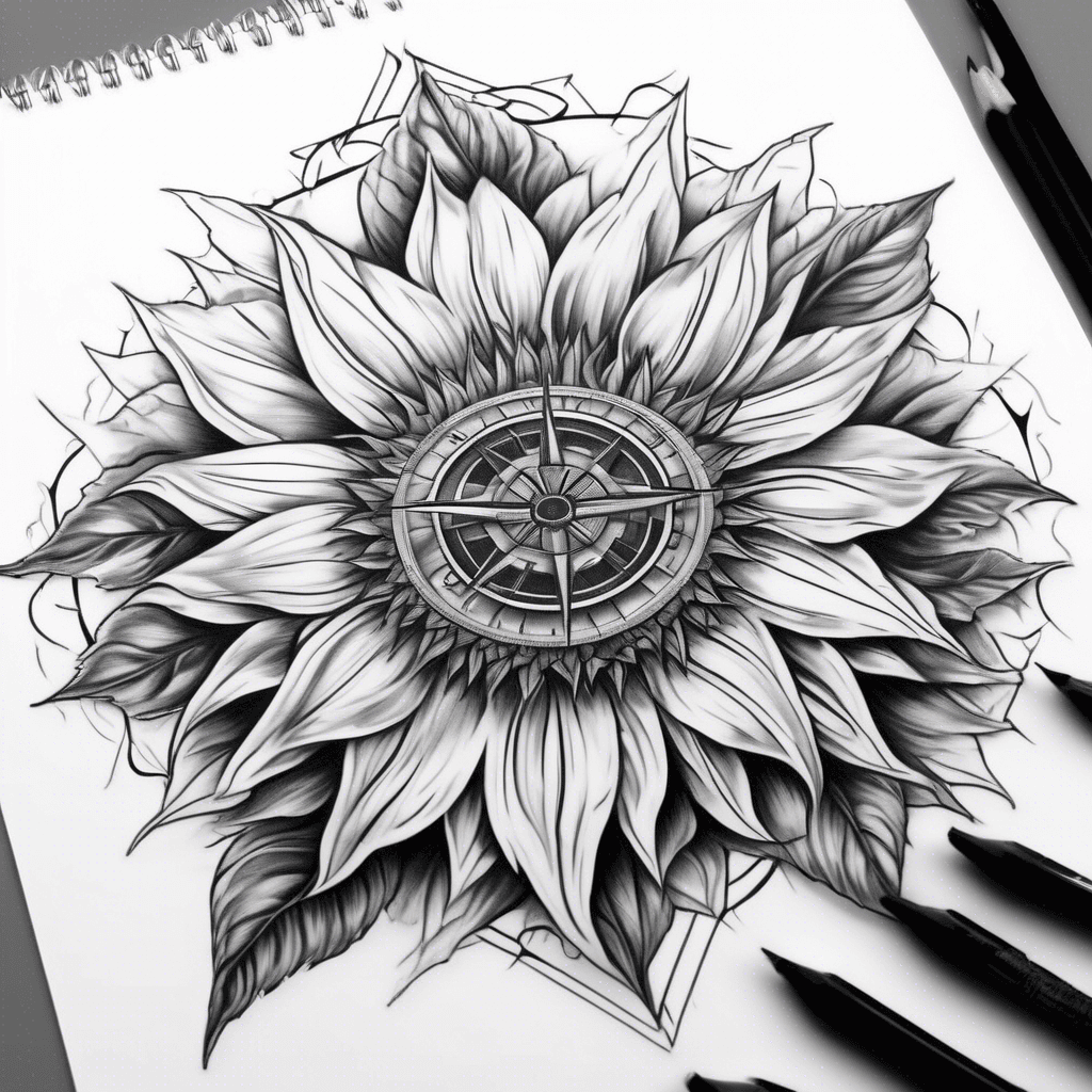 compass rose on a sunflower