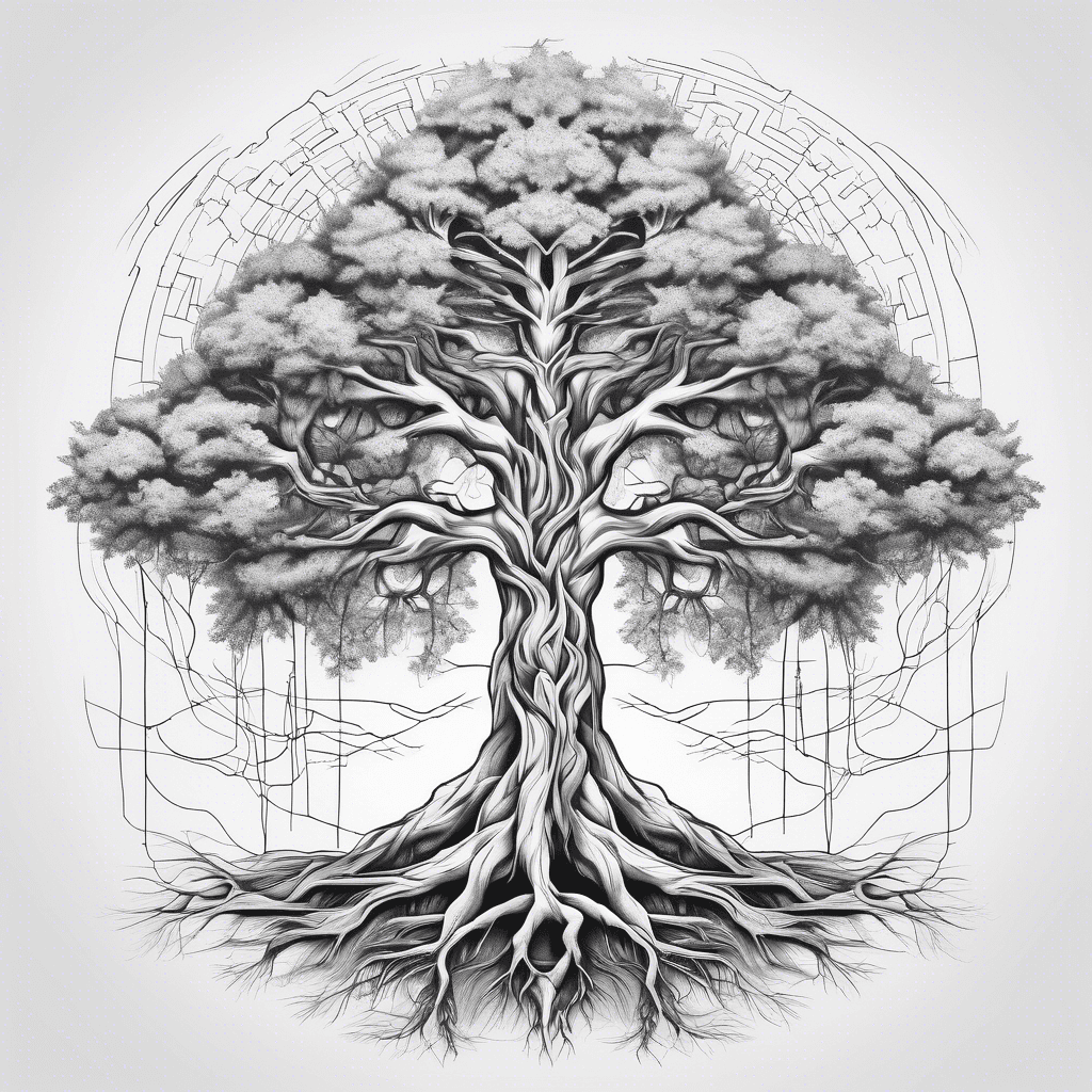 large tree with roots