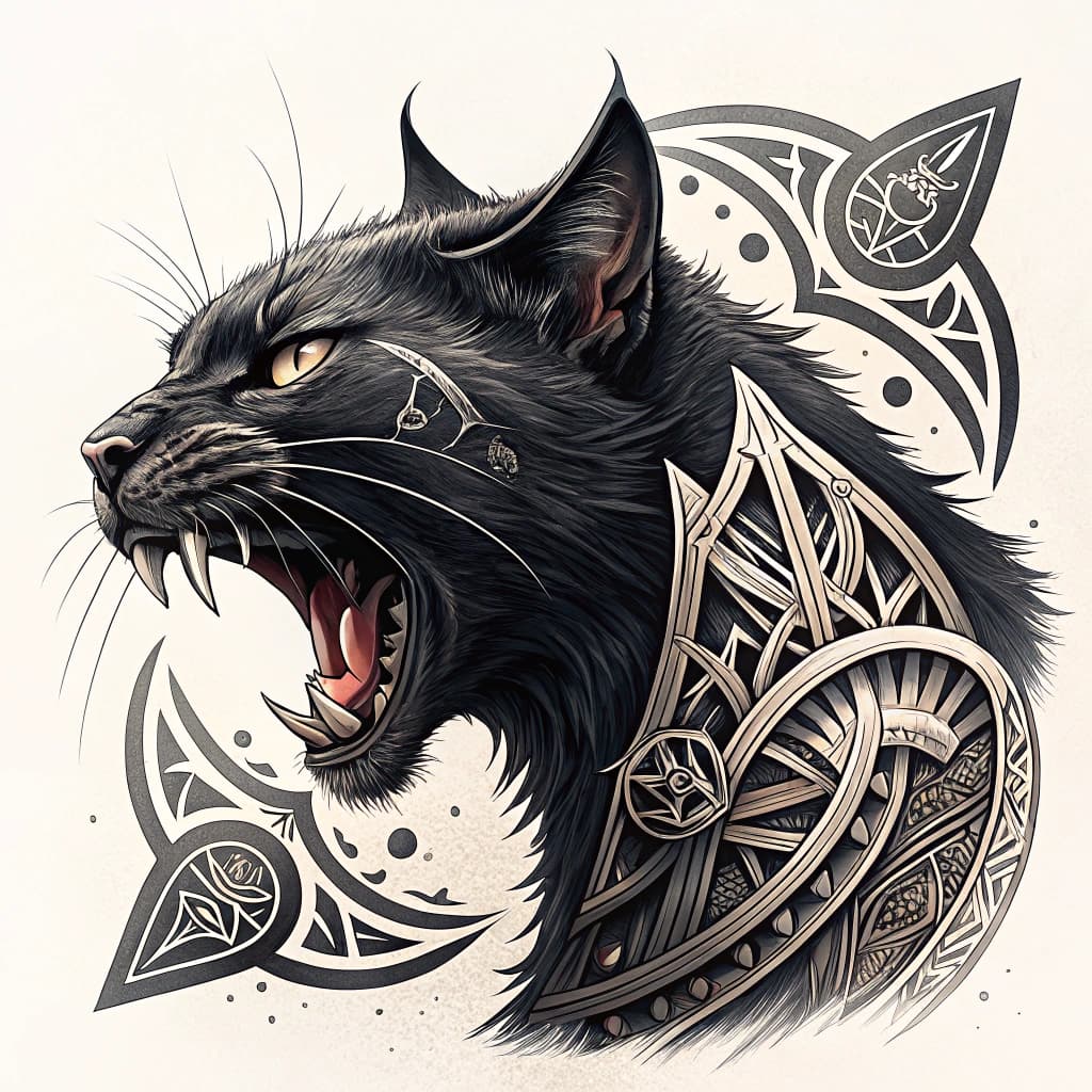 a angry black cat attack