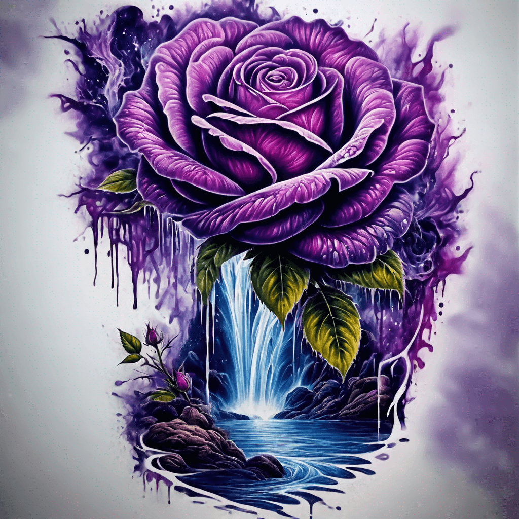 Purple rose and waterfall 