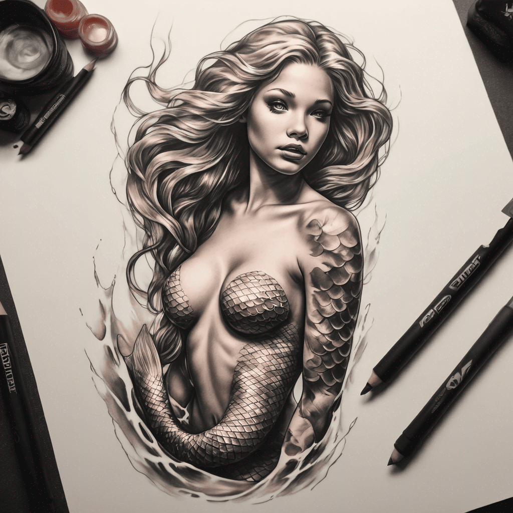 A naked mermaid pose