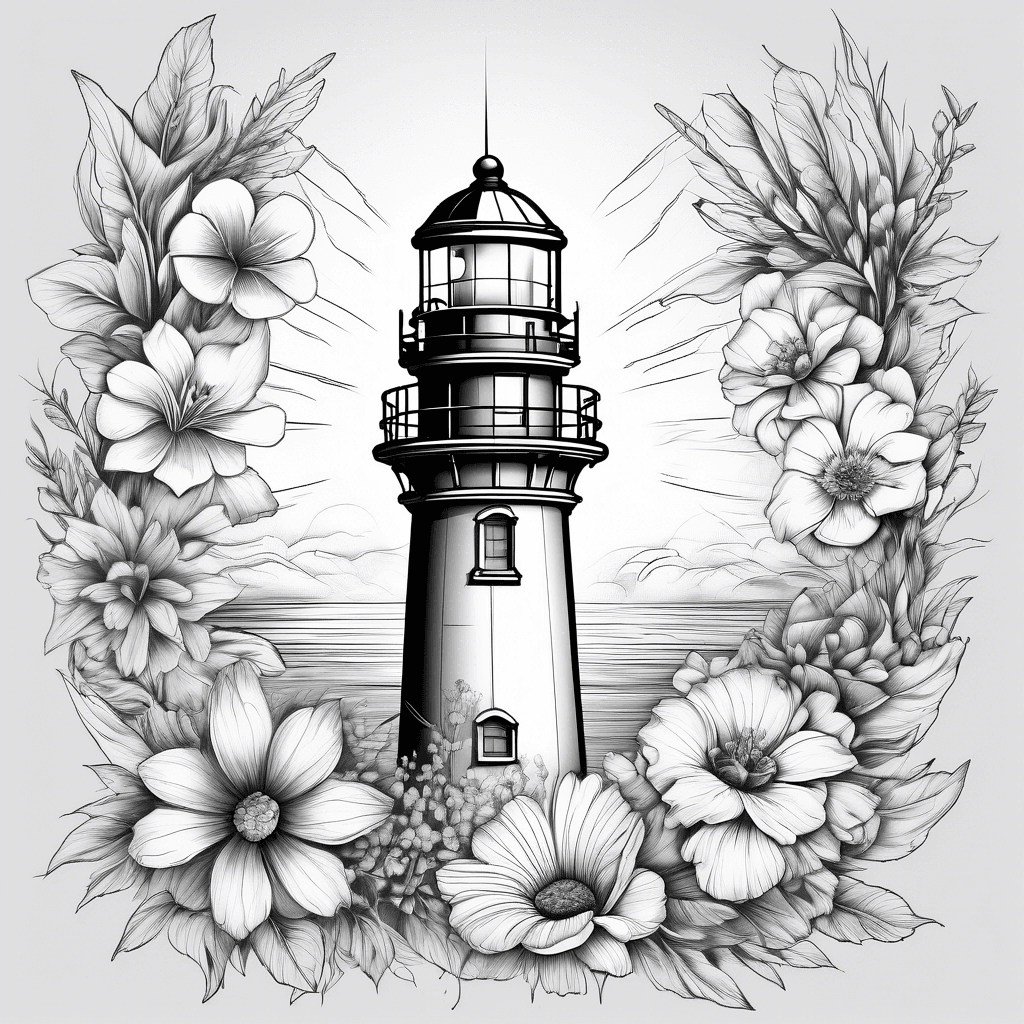 Lighthouse halo and flowers
