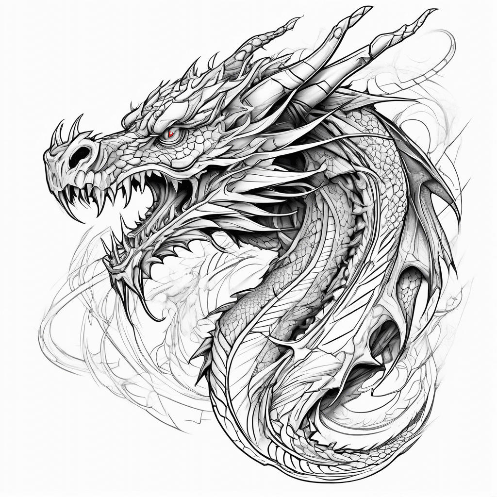 Dragon, futuristic tech bodt