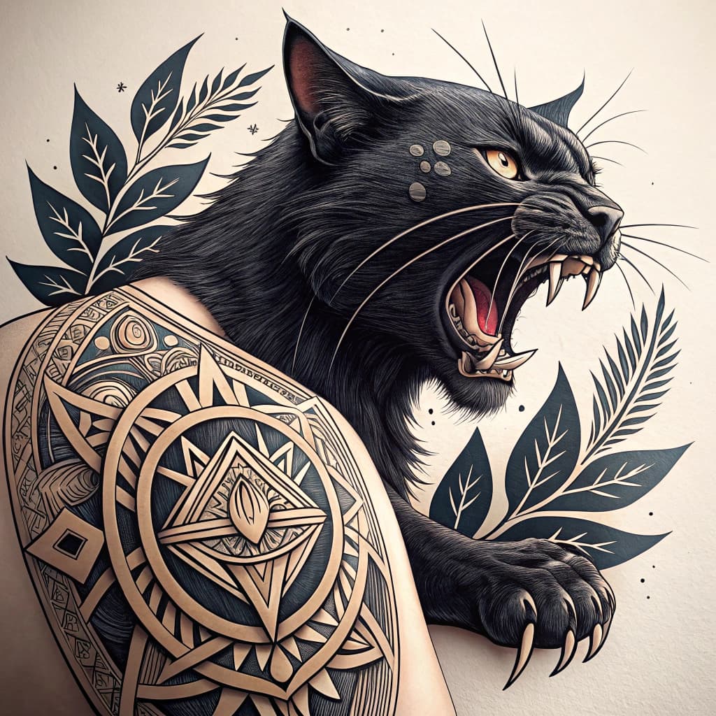 a angry black cat attack