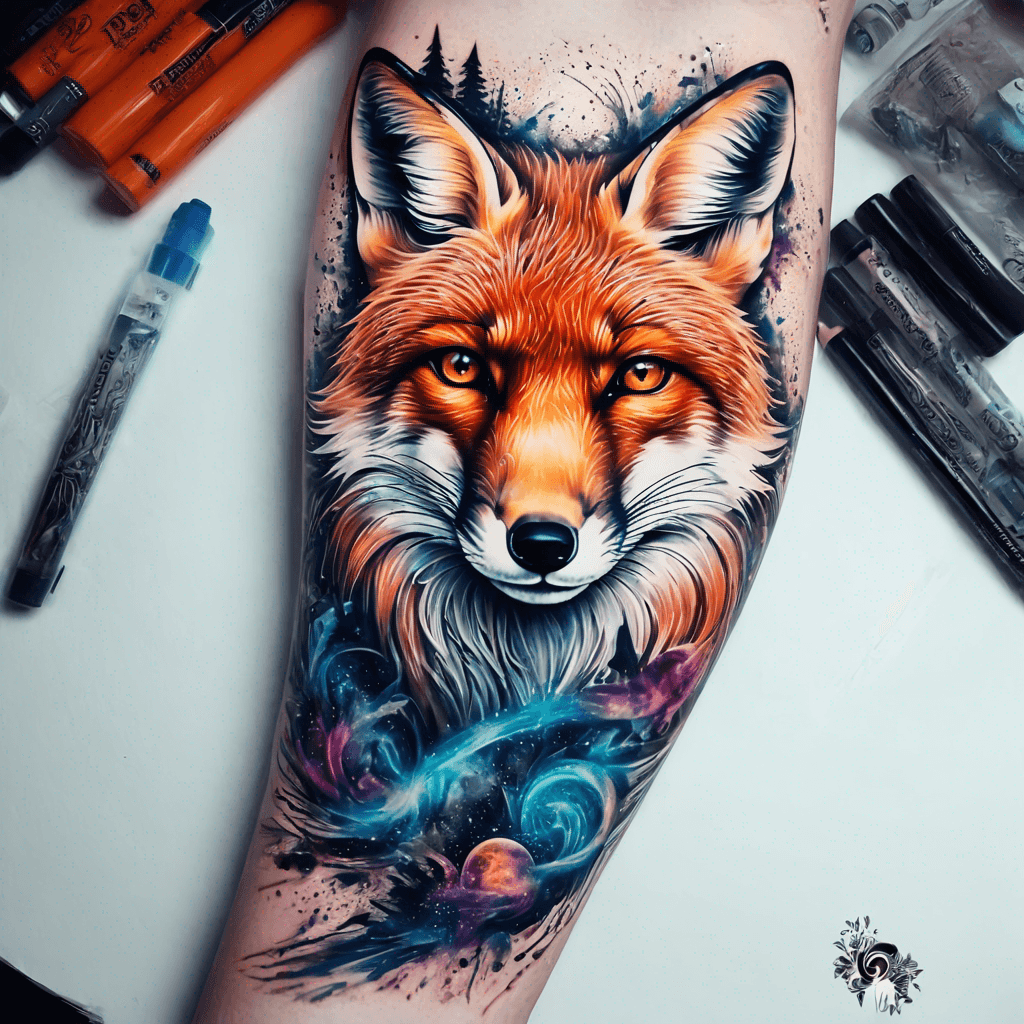 full sleeve fox tattoo