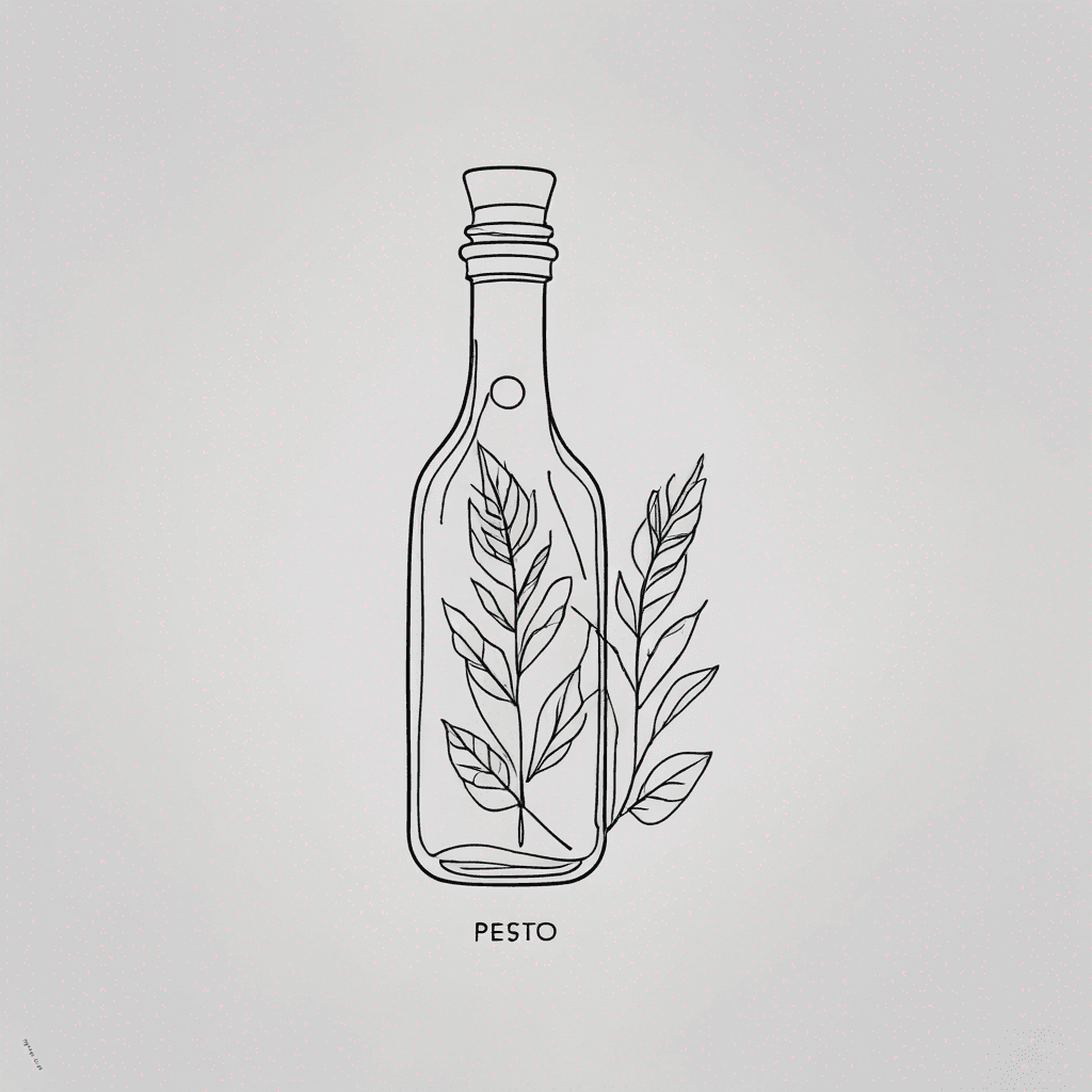 A bottle of pesto
