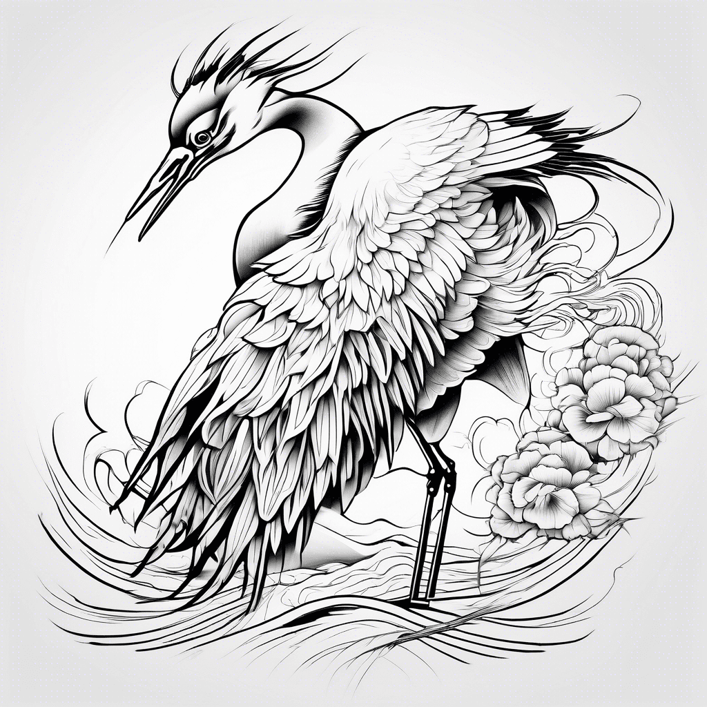 Japanese Crane syle tattoo 
