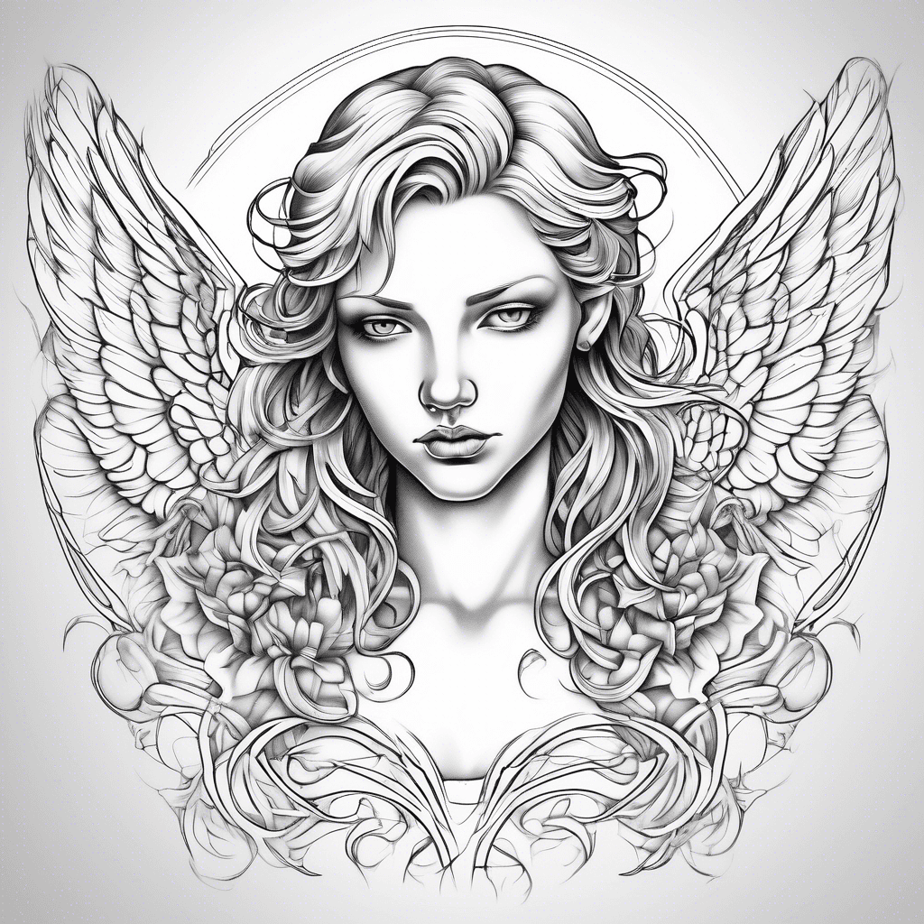 angel tattoo on chest