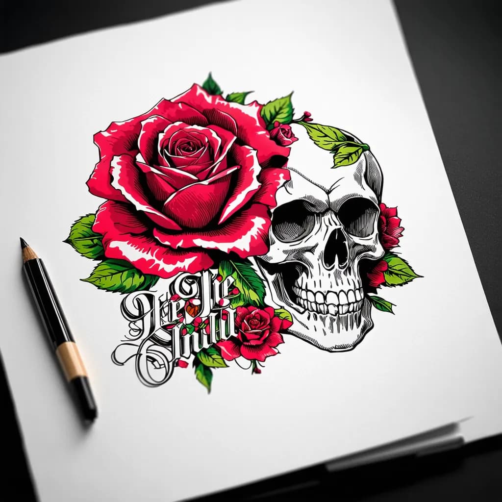  rose, skull