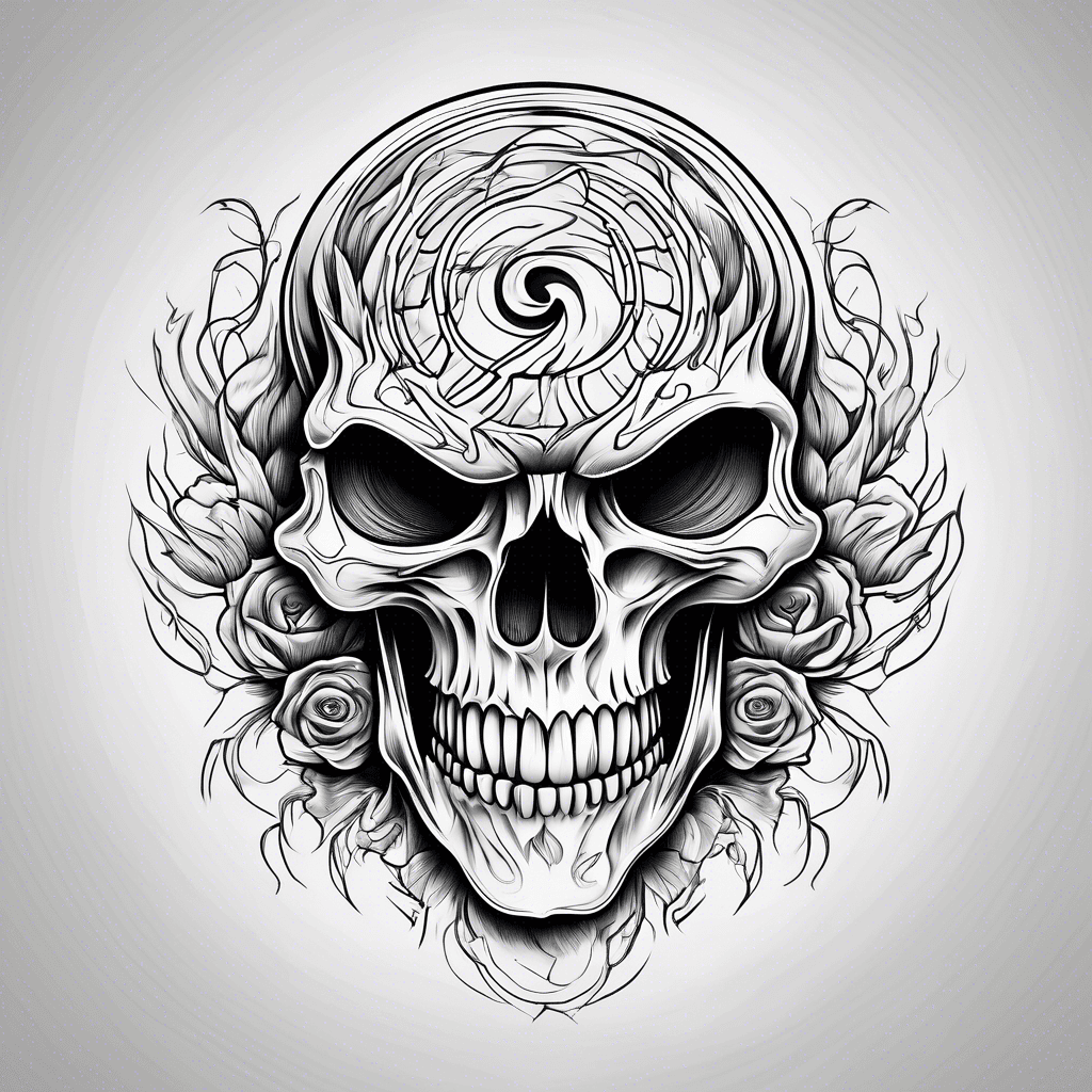 Yin yang skull logo design