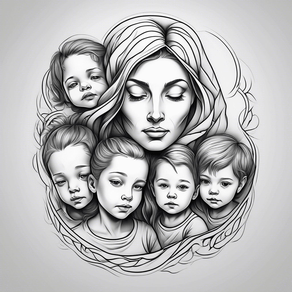 mother with 3 children 