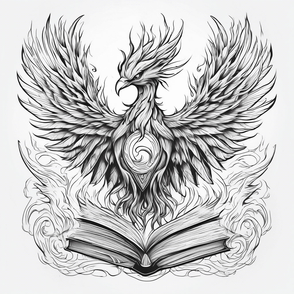 Phoenix rising from book