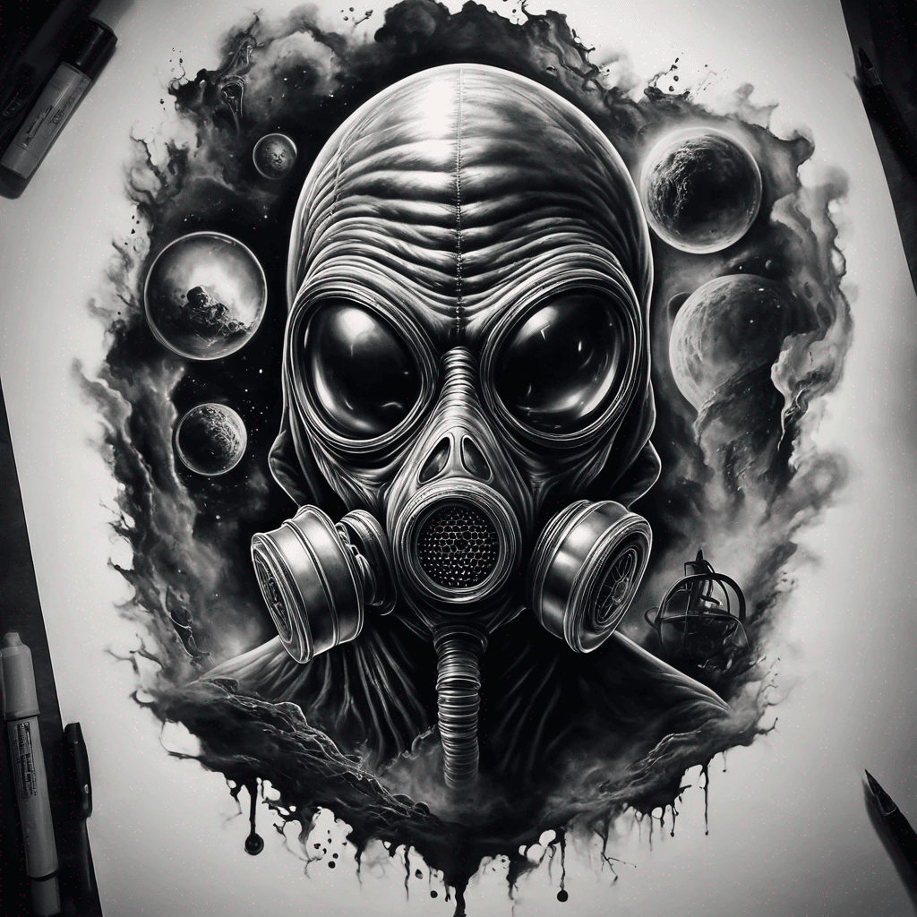 Alien with a gas mask