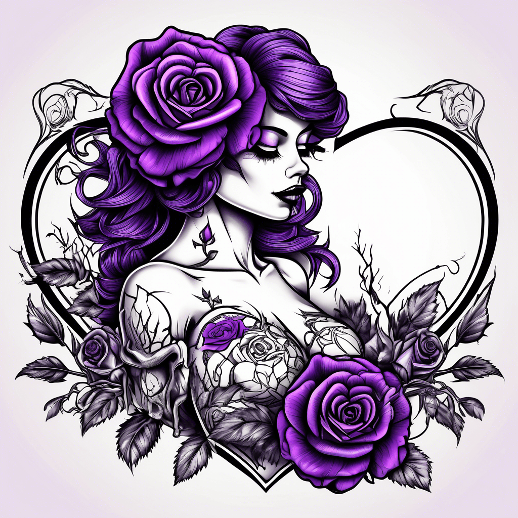 Purple heart black roses