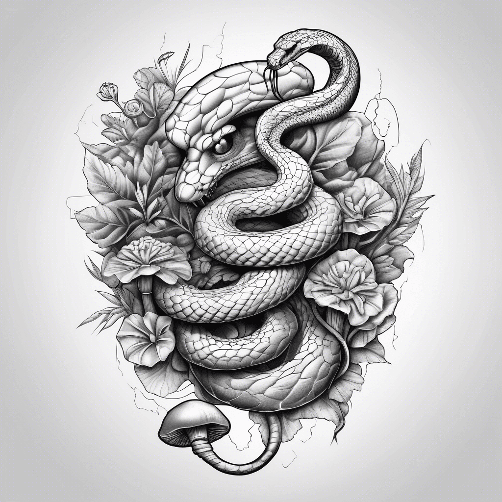 Snake with mushrooms