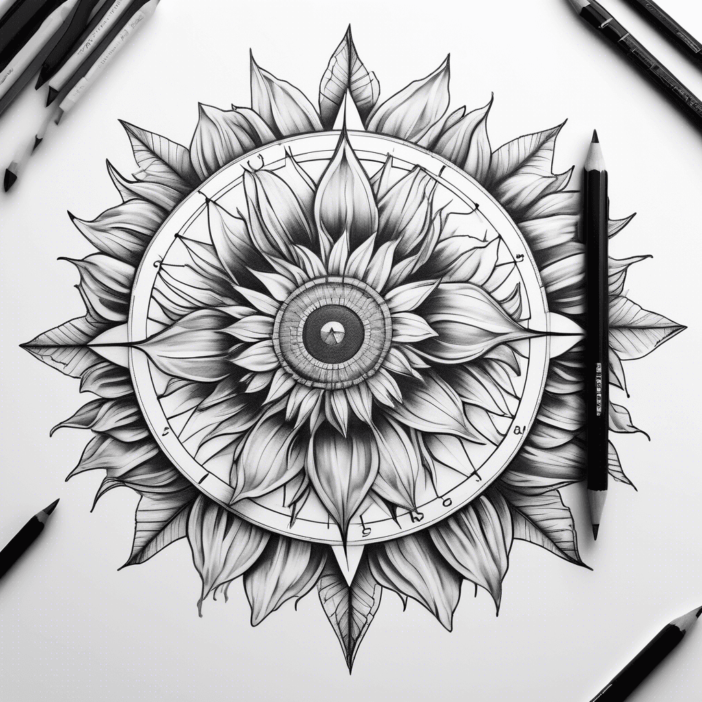 compass rose on a sunflower