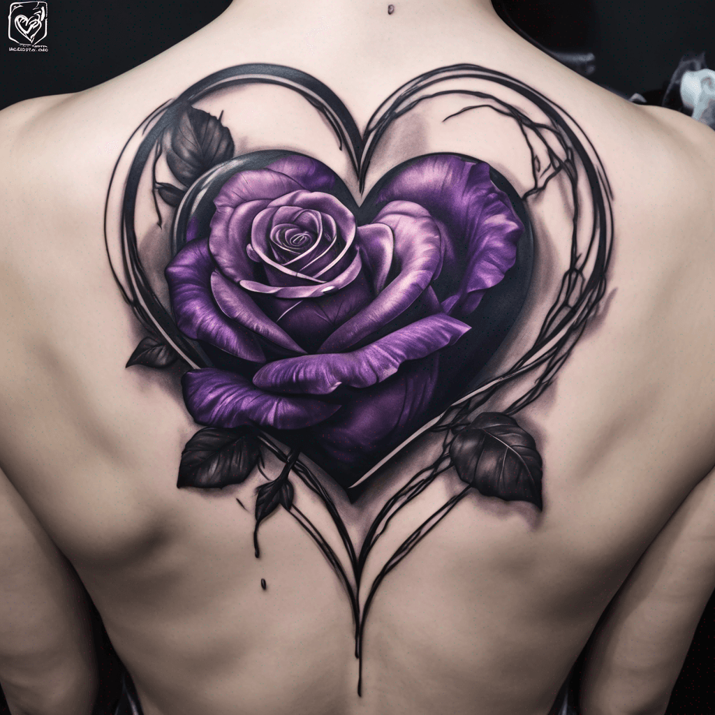 Purple heart with black rose
