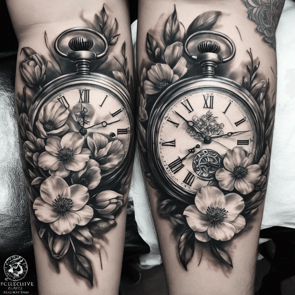 2 pocketwatches with flowers