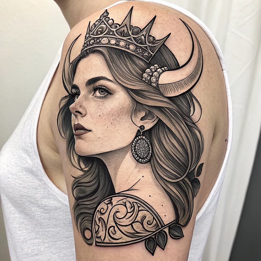 taurus woman portrait tiara