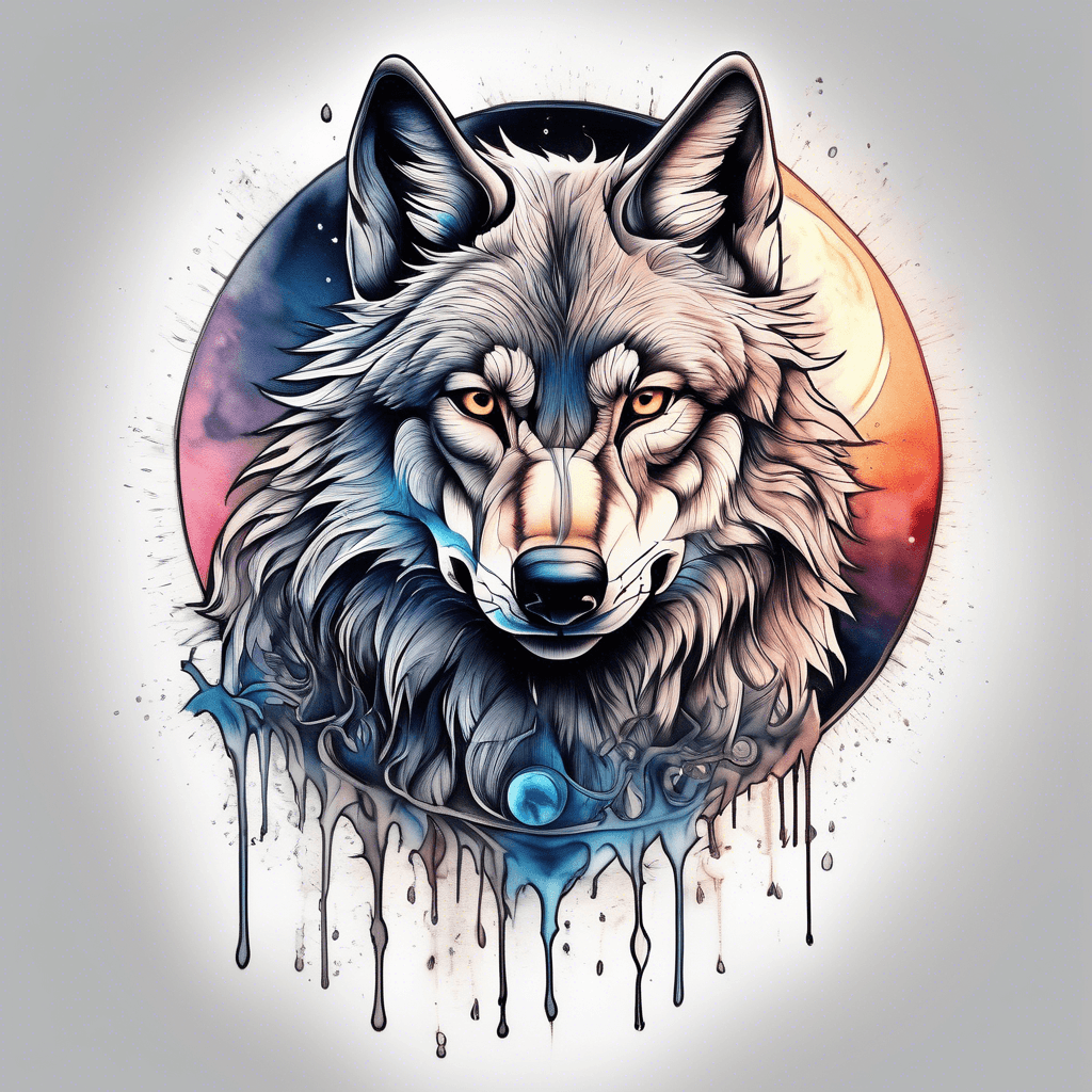 wolf with full moon