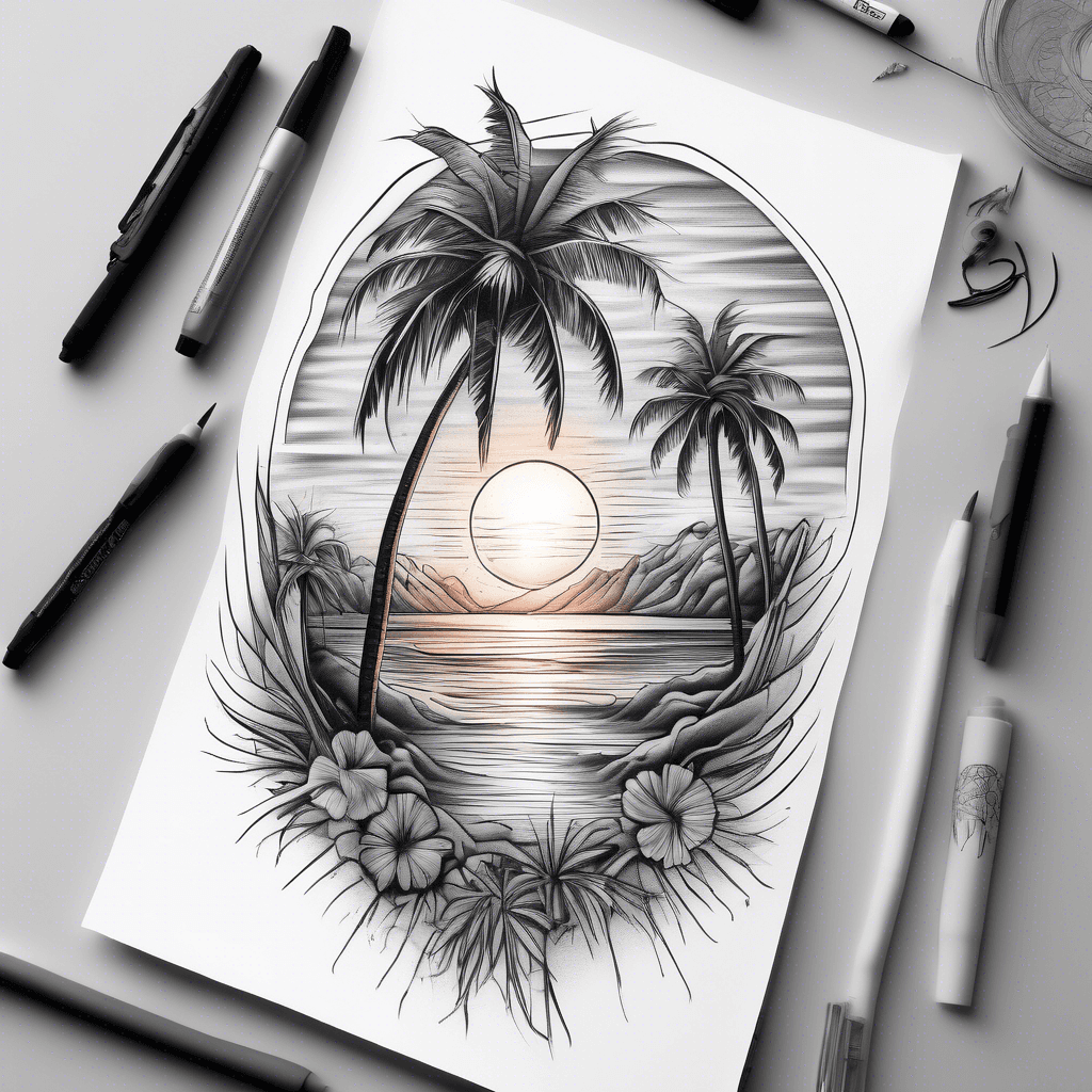 Sunset, beach, palms, rave