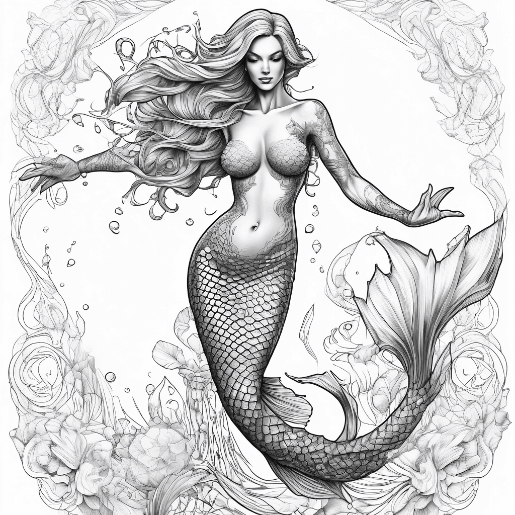 A mermaid full body pose