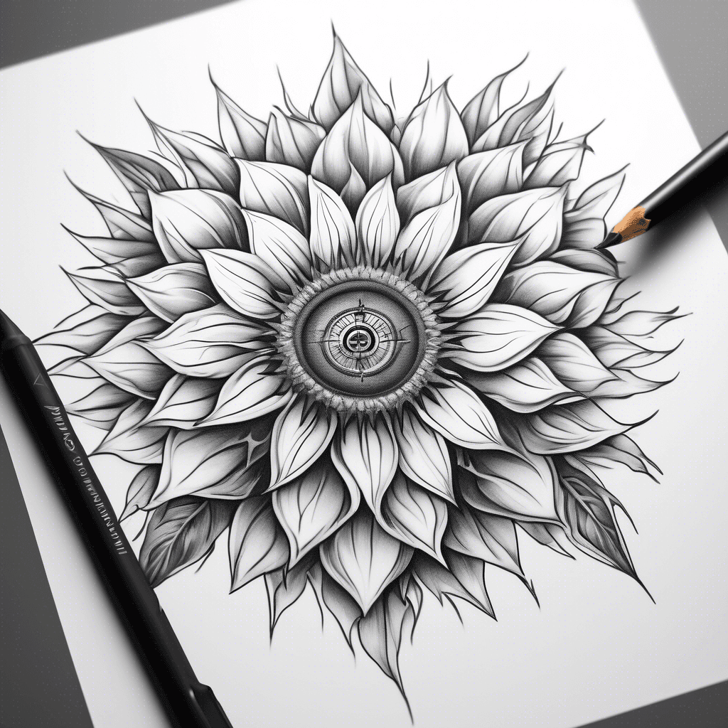 compass rose on a sunflower