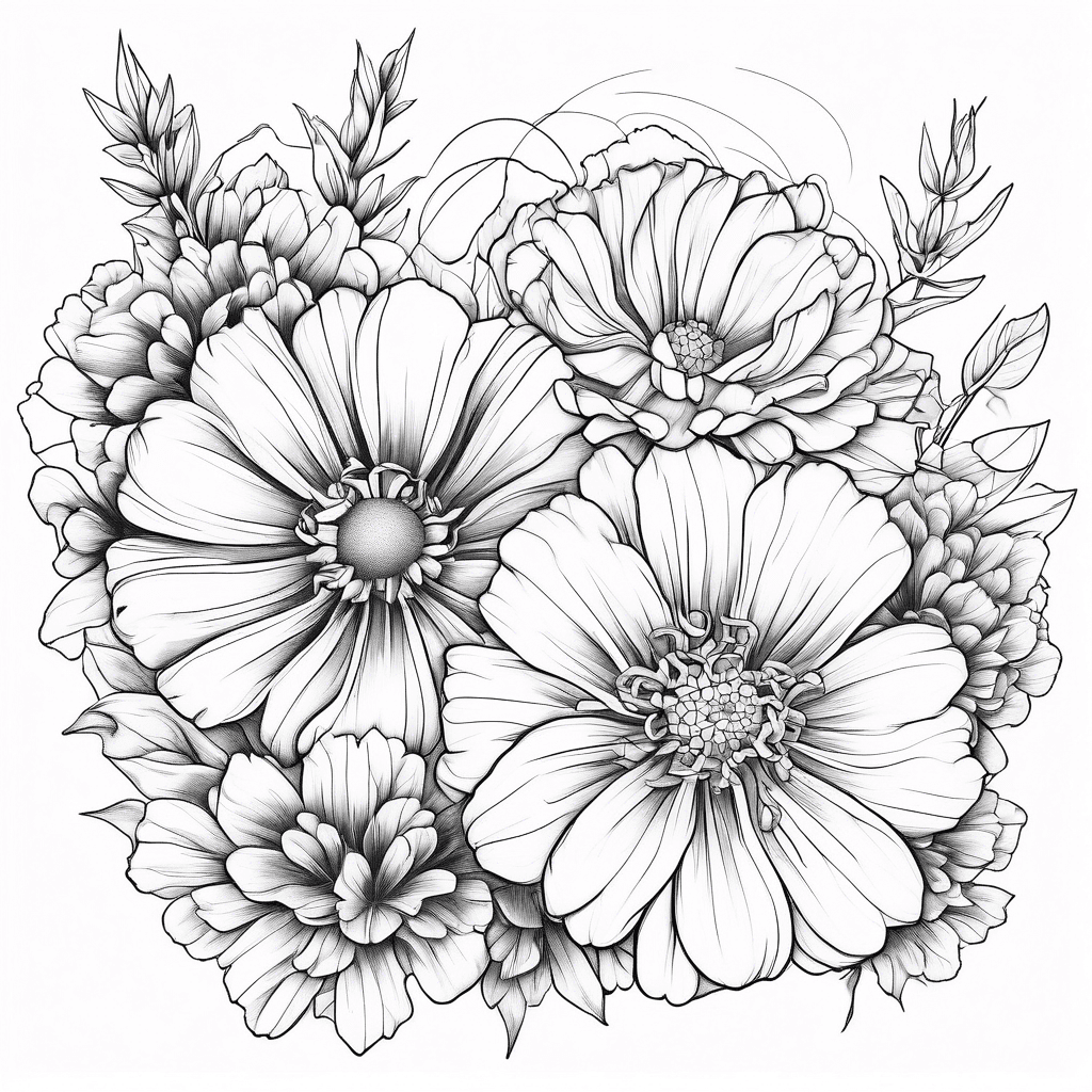 Cosmo and marigold flowers