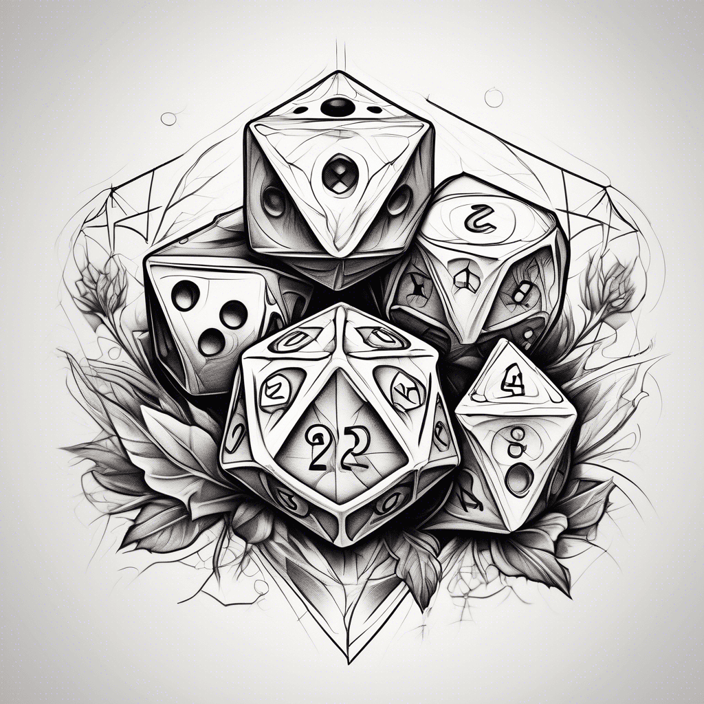 polyhedral dice In a line 