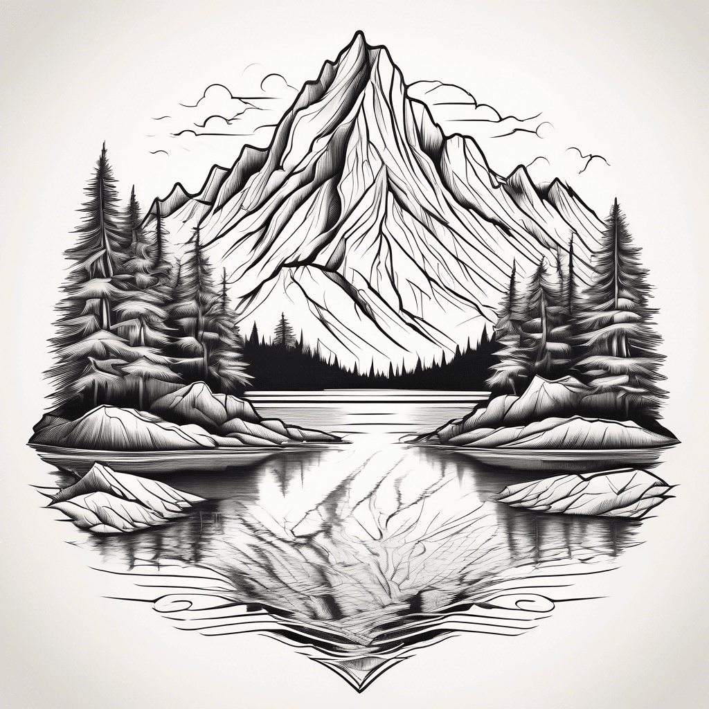 A mountain with a lake