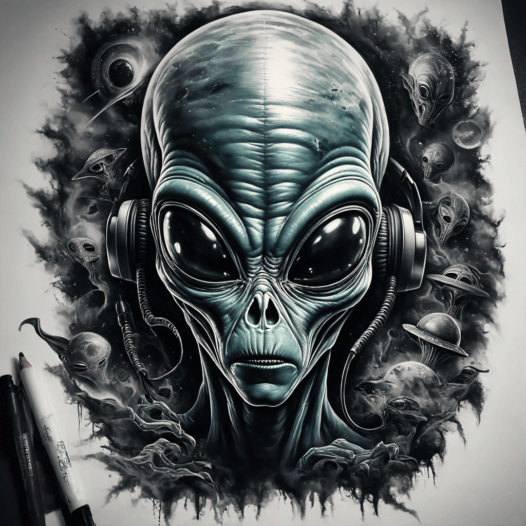 Alien with headsets