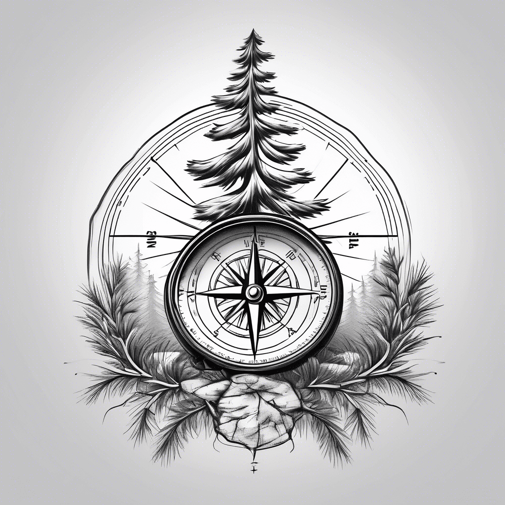 Compass and pine tree 