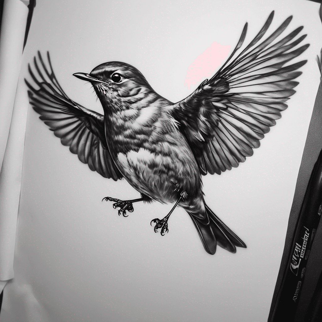Robin flying 